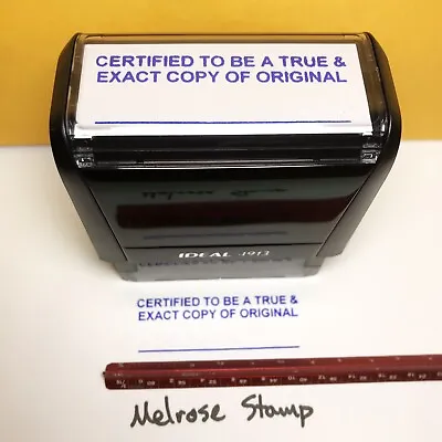 Certified To Be True Exact Copy Of Original Rubber Stamp Blue Ink Ideal 4913 • £9.45