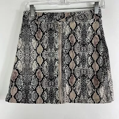 Altar'd State Skirt Women's Small Above Knee Full Zip Snake Print Denim Stretch • $16.99