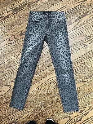 J Brand Raw Hem Super Skinny Onyx Leopard Print Jeans Y2K Size 24 • $29