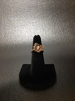 Vintage 10k Yellow Gold Garnet Opal Butterfly Ring Size 6.25 • $275
