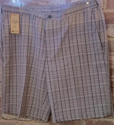 Men's Haggar Cool 18 Plaid Performance Shorts (HS10436) Grey - 38W • $17.99