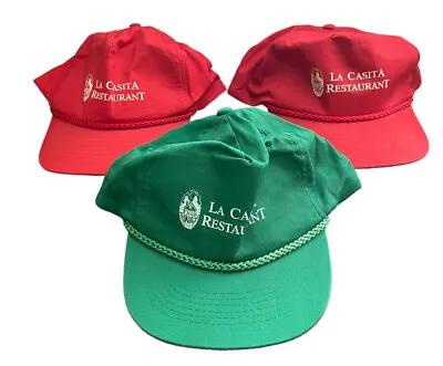 VTG La Casita Restaurant Snapback Hat Red Green Lot Of 3 KC Matching Caps • $14.99