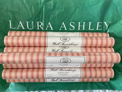 Vintage Laura Ashley Wallpaper Pink Stripes Same Batch Perfect Condition 1970s • £35