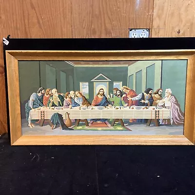 Vintage 1968 Paint By Number THE LAST SUPPER Oak 34”X17.5” Framed Picture  • $45