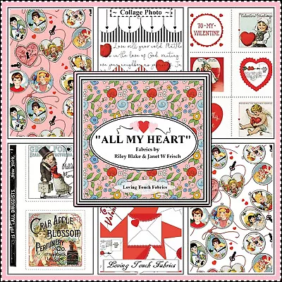 All My Heart Janet Wecker Frisch Riley Blake Vintage Valentines Fabrics • $8.99