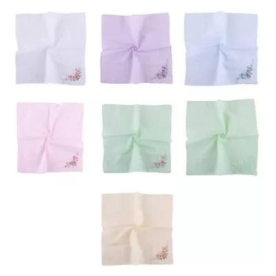 Floral Embroidery Handkerchief For Kids Men Women Elderly Handkerchief • £3.54