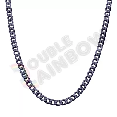 Men Women's Stainless Steel Black Plated Cuban Curb Necklace Link 18-36 Chain • $10.48
