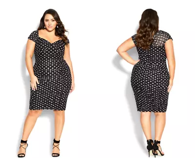 $39.99 • Buy City Chic Ladies Ava Off Shoulder Dress Sizes 14 16 20 22 24 Colour Polka Dot