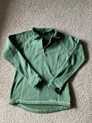 MARMOT Womens Soft Shell Fleece Lined 1/4 Zip Green Jacket Size Large EUC • $12