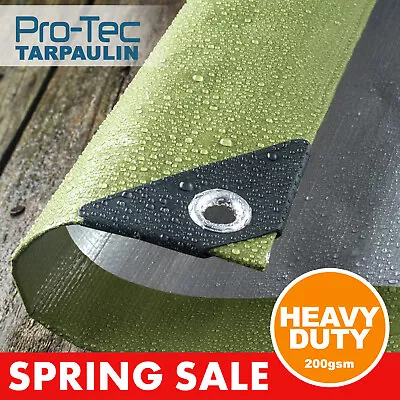 200gsm Tarpaulin Heavy Duty Builders Waterproof Ground Sheet Tarp Cover Green  • £9.99