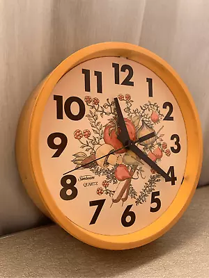 Sunbeam Mushroom Wall Clock-70s Veggie Vintage Kitchen Harvest Gold Works • $26