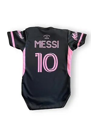 MIAMI MESSI Black Onesiee Mameluco Baby Outfit 0-6 & 6-12 Months Custom Availabl • $19