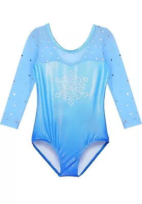 Girls 9-10 Years Gymnastics Leotard Ice Queen Long Sleeve Ballet Dancing Costume • £11.98