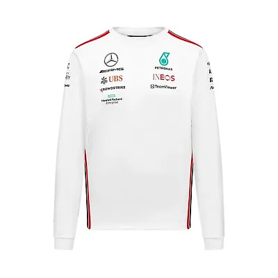 Mercedes AMG Petronas F1 Team Long Sleeve T-Shirt Men's White 2023 Free UK Ship • £39.95