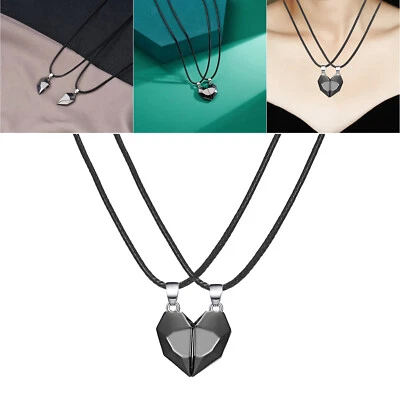 £6.23 • Buy Necklace Half Heart Simple Sweater Chain For Couple Engagement Anniversary