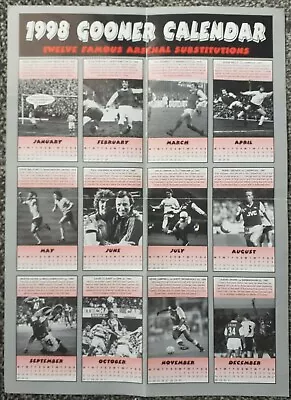 £5.99 • Buy Gooner Fanzine Glossy 1998 Calendar 12 Famous Arsenal Substitutions
