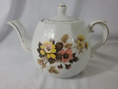 Vintage Elgreave English Teapot Fine China Yellow Roses & Flowers -FREE SHIPPING • $39.99