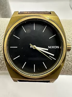 Nixon Minimal The Time Teller New Battery Mens Watch 37MM Leather Band 8  U • $49.99