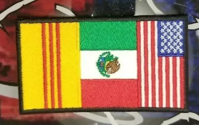 EMBROIDERED VIETNAM MEXICO AMERICA FLAG PATCH (Made To Order) • $16.45