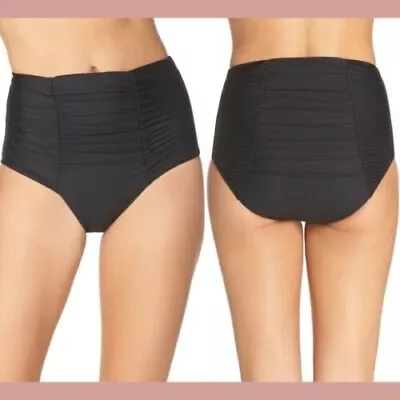  Becca Color Code Vintage High Waisted Bikini Bottom Black Medium M • $24.50