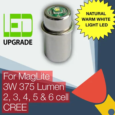 MagLite LED Upgrade Warm White Bulb Torch/Flashlight 2D/2C 3D/3C 4D/4C 5D 6D • £16.95