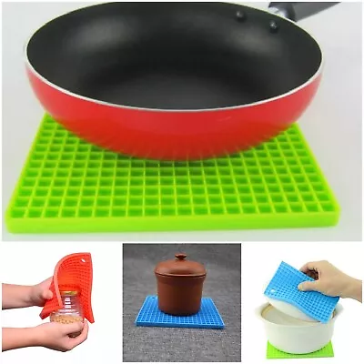 £3.48 • Buy Silicone Trivet Mat Heat Resistant Pan Pot Holder Square Non-slip Honey Comb 1Pc