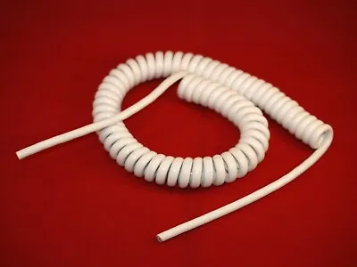 Kalestead Curly Coiled Mains Cable(6 Amp) Pvc/pur White closed Length 500mm   • £12.50