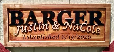 Personalized Family Last Name Sign Custom Carved Wood Plaque Wedding Gift SL103 • £62.64