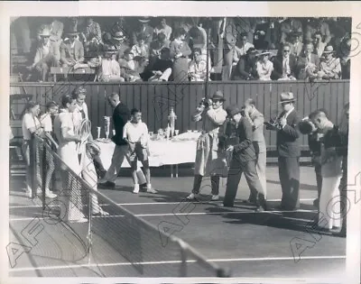 1934 Pacific Southwest Tennis Match Had Fred Perry & Lester Stoefen Press Photo • $15