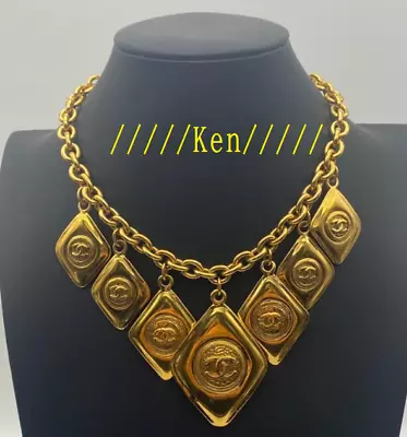 CHANEL Necklace AUTH Coco CC Pendant Choker Vintage Rare Gold 7P Medallion F/S • $2113.72