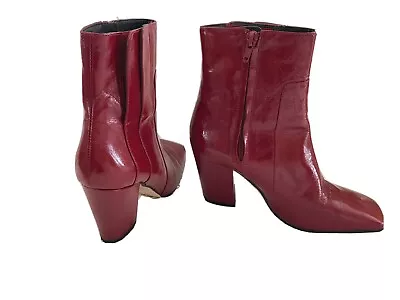 Woman’s Zara Red Boots..above Ankle 3 Inch Heel …Size 6 • $45