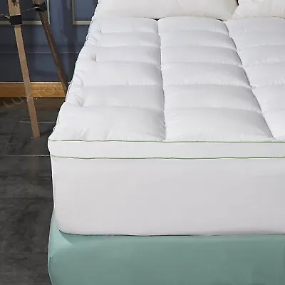 1500GSM Bamboo Mattress Topper Pillowtop Extra Thick Fitted Mattress Underlay • $79