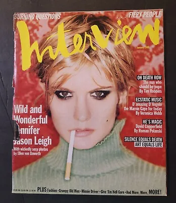 Andy Warhols Interview Magazine Jan 1996 Jen-jason Leigh - Fashion ~ Art ~ Music • $3