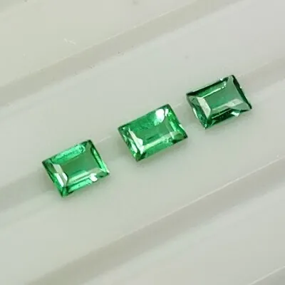 0.29 CT - Natural 3 Zambian Emerald Octagon Set Fine Luster Green VS-2 - 3849 • $12.99