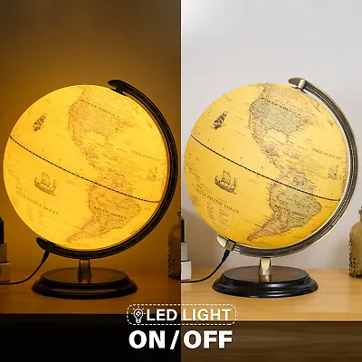 12'' Illuminated World Globe LED Light Rotating Education Cartography Map Earth • $48.35