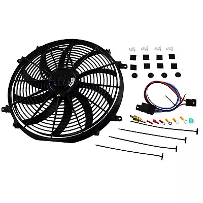 16  Universal  Slim Fan Push Pull Electric Radiator Cooling 12V Mount Kit NEW • $42.99