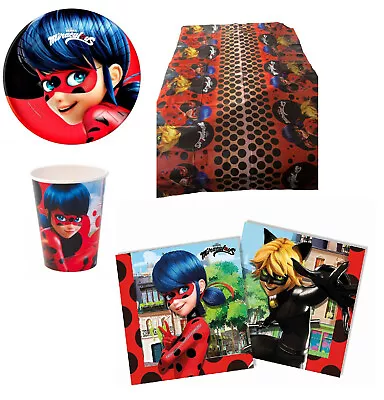 Miraculous Ladybug Party Pack Cups Plates Serviettes And Table Cover • £19.99