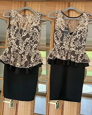 Miss Selfridge Petites Lace Peplum Dress Size UK6 New With Tags • £12