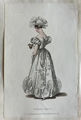 Ackermann's Repository Fashion Georgian Plate English Dinner Dress 1829 Hand Col • £12.99