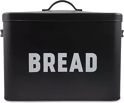 Black Bread Box - Countertop Space-Saving Extra Large High Capacity Metal Brea • $35.72