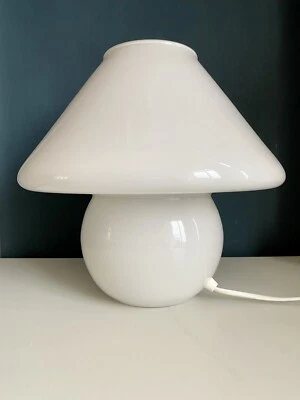 £175 • Buy Vintage Habitat White Cased Glass Murano Style Mushroom Lamp C1980s