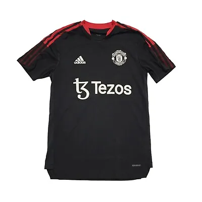 Adidas Manchester Utd Training 2022-23 Black V-Neck T-Shirt Uk Men's Size Small • £39.99