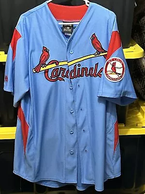 St Louis Cardinals Jersey Cooperstown Collection Men’s MLB Blue Majestic😇💯✅ • $15.55