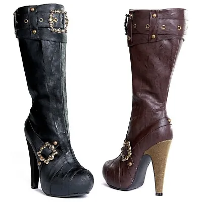 Womens Pirate Boots Adult Steampunk Costume Shoes Halloween Fancy Dress • $30.57