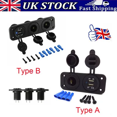 12/24V Motorhome Camper Van Caravan Dual USB Socket Charger Power Adaptor 2 Type • £9.79