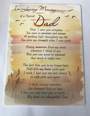 Dad Memorial Card. (plastic Can Be Placed Outdoors) • £1.99