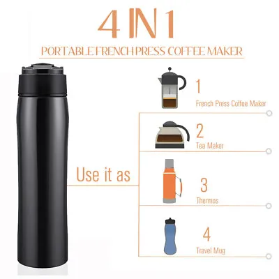 $22.99 • Buy Stainless Steel French Press Coffee Maker Vacuum Insulated Travel Mug Tea Cup US