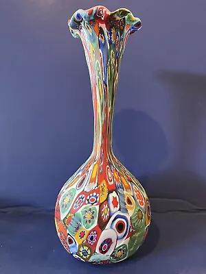 Murano Fratelli Toso Close Packed Millefiori Satin Art Glass 8” Tall Vase • $225