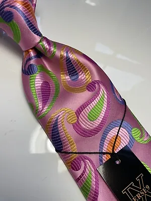 Nwt Verse 9 Multi Color Paisley Style Print Silk Designs Neck Tie & Hanky • $24.99