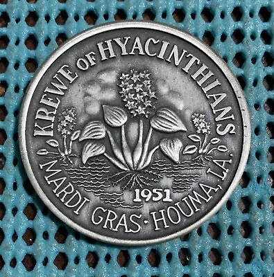 1990 Krewe Of HYACINTHIANS (Houma LA) Ox Silver  Queen/King Mardi Gras Doubloon • $5.99